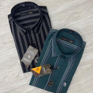 logoff cotton linen stripes shirt