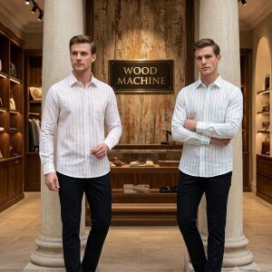wood machine cotton linen shirt