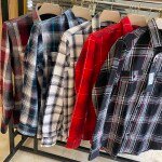 s square brushing twill checks double pocket shirt
