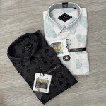 black letter cotton linen printed shirt