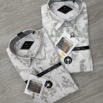 black letter cotton linen printed shirt