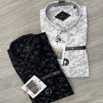 black letter cotton linen printed shirt