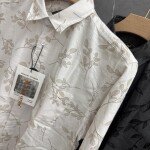 black letter cotton linen printed shirt