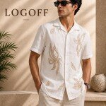 logoff imported embroidery shirt