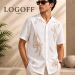 logoff imported embroidery shirt