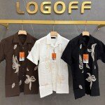 logoff imported embroidery shirt
