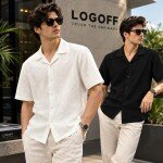 logoff imported popcorn fabric shirt
