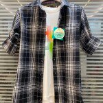wood machine brush cotton check shirt