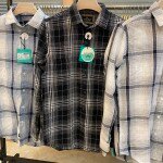 wood machine brush cotton check shirt