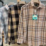 wood machine brush cotton check shirt