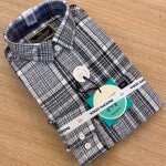 wood machine brush cotton check shirt