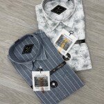 black letter cotton linen printed shirt