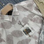 black letter cotton linen printed shirt
