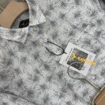 black letter cotton linen printed shirt