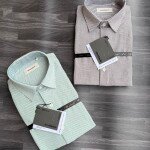 word wale imported linen small stripes shirt