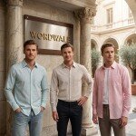 word wale imported linen small stripes shirt