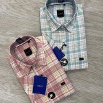 logoff half sleeve cotton oxford checks shirt