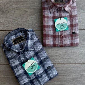 Wood Machine Premium Cotton linen checks shirt