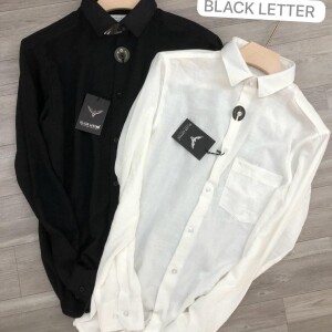 Black Lettter Linen Shirt