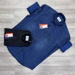 black letter denim shirt