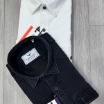 black letter denim shirt