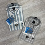 logoff cotton linen stripes shirt