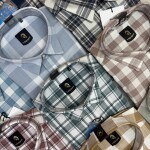 logoff cotton linen checks shirt