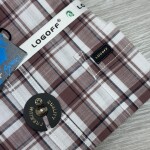 logoff cotton linen checks shirt