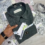 black letter cotton linen printed shirt