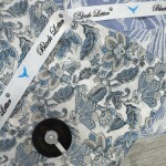black letter cotton linen printed shirt