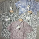 black letter cotton linen printed shirt
