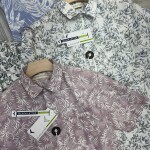 black letter cotton linen printed shirt