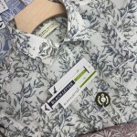 black letter cotton linen printed shirt