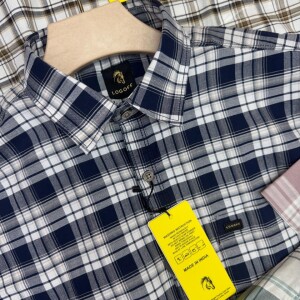logoff cotton oxford  half sleeve checks shirt
