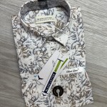 black letter half sleeve cotton linen printed shirt