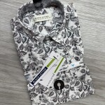 black letter half sleeve cotton linen printed shirt