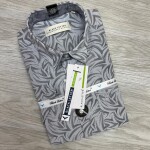 black letter half sleeve cotton linen printed shirt