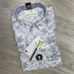 black letter half sleeve cotton linen printed shirt