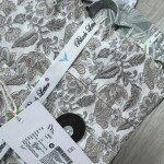 black letter half sleeve cotton linen printed shirt