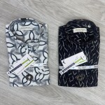 black letter cotton linen printed shirt