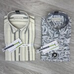 black letter cotton linen printed shirt