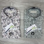 black letter cotton linen printed shirt