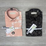 black letter cotton linen printed shirt