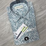 black letter cotton linen printed shirt