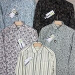 black letter cotton linen printed shirt