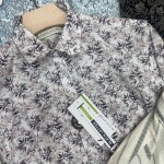 black letter cotton linen printed shirt