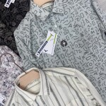 black letter cotton linen printed shirt