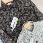 black letter cotton linen printed shirt