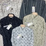 black letter cotton linen printed shirt