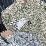 black letter cotton linen printed shirt